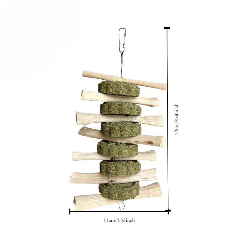 1pcs Alfalfa Grass Ball Skewer Grass Cake Grinding Teeth Apple Branch Bite Skewer Guinea Pig Rabbit Dragon Cat Snack Bite Stick