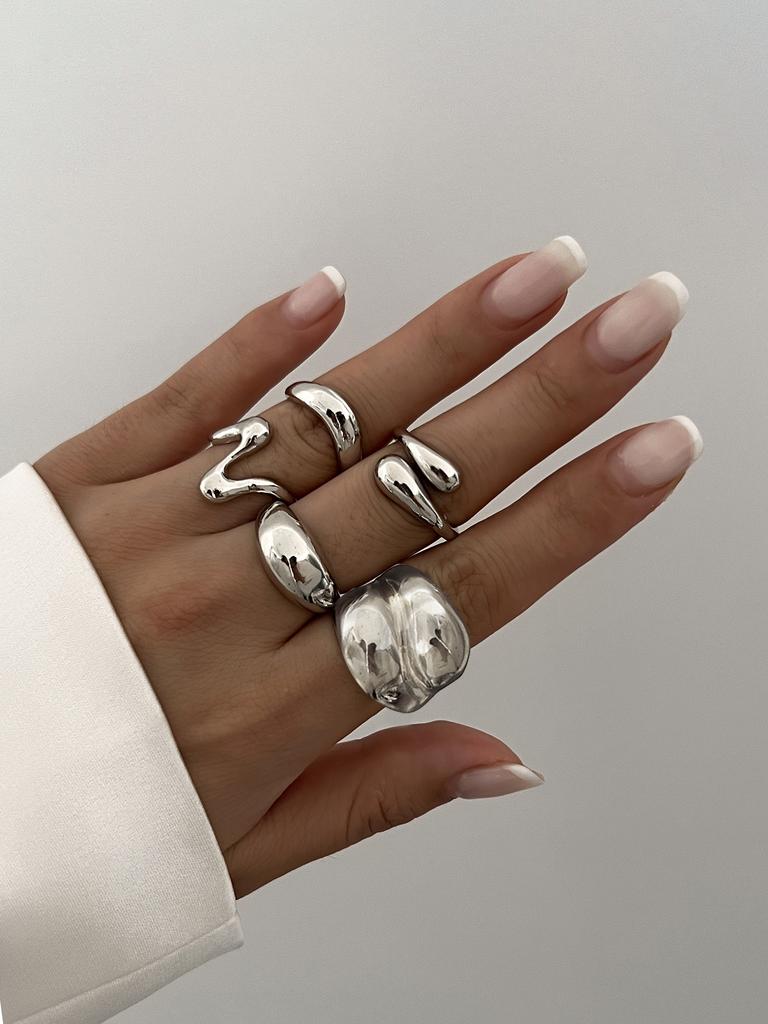 Hot Selling Design Ring Opening Irregular Geometric Ringset Personality Joint Ring Personality Ring