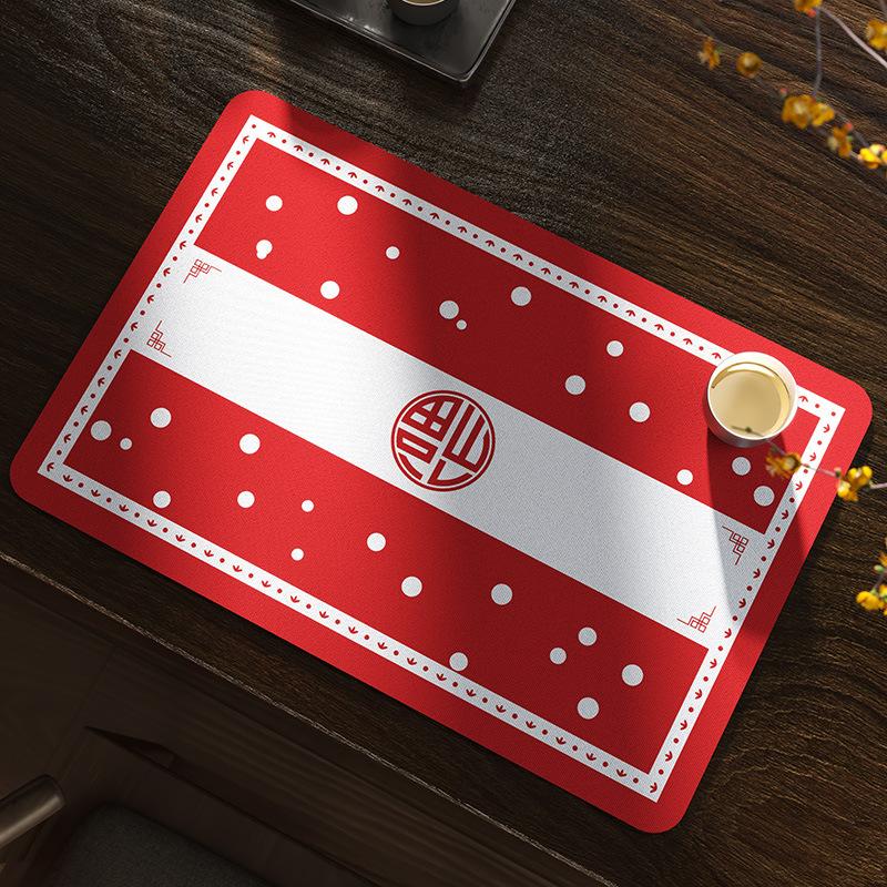 Masă pentru chiuvetă de bucătărie Tampă hidrofilă Atmosferă de Anul Nou Tampă de scurgere a apei Blat de bar Bol și farfurie Coaster Covoraș izolator anti-opărire