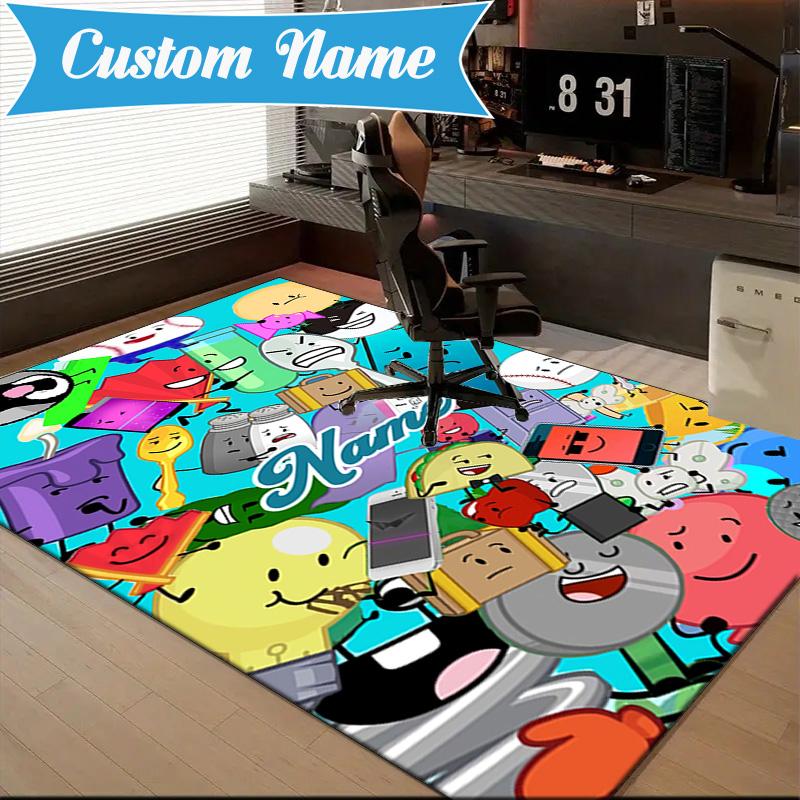 Custom Name Cartoon Dream Island Rug for Living Room, Game Rooms, Office, Bedroom, Floor Mat Playful Design, fan gifts Christmas decor