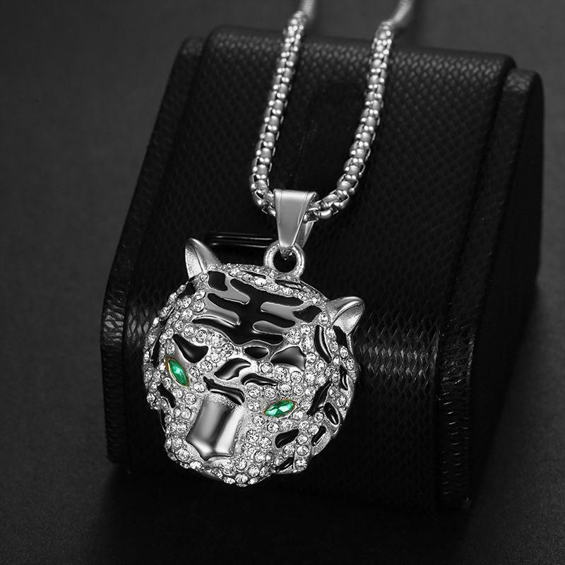 2026 Jewelry Fashion Trend Inlaid Zircon Tiger Head Pendant Necklace Men's Jewelry Accessories