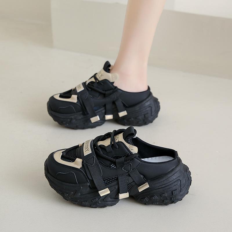 New half slippers women's 2025 summer student sports running shoes casual shoes with increased soles can be worn