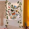 Zussun Butterfly Tapestry Vertical Vintage Floral Tapestries for Bedroom Aesthetic Flower Plant Tapestrys Wall Hanging Retro Beige Cute Colorful Art