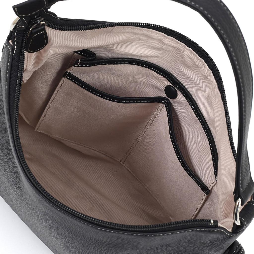 Shrink Material Handbag That Makes Scratches Less Noticeable Beige Stitch 15521 [Kitamura] 2-way Y-1328 Women's Black/Sand [Black]
