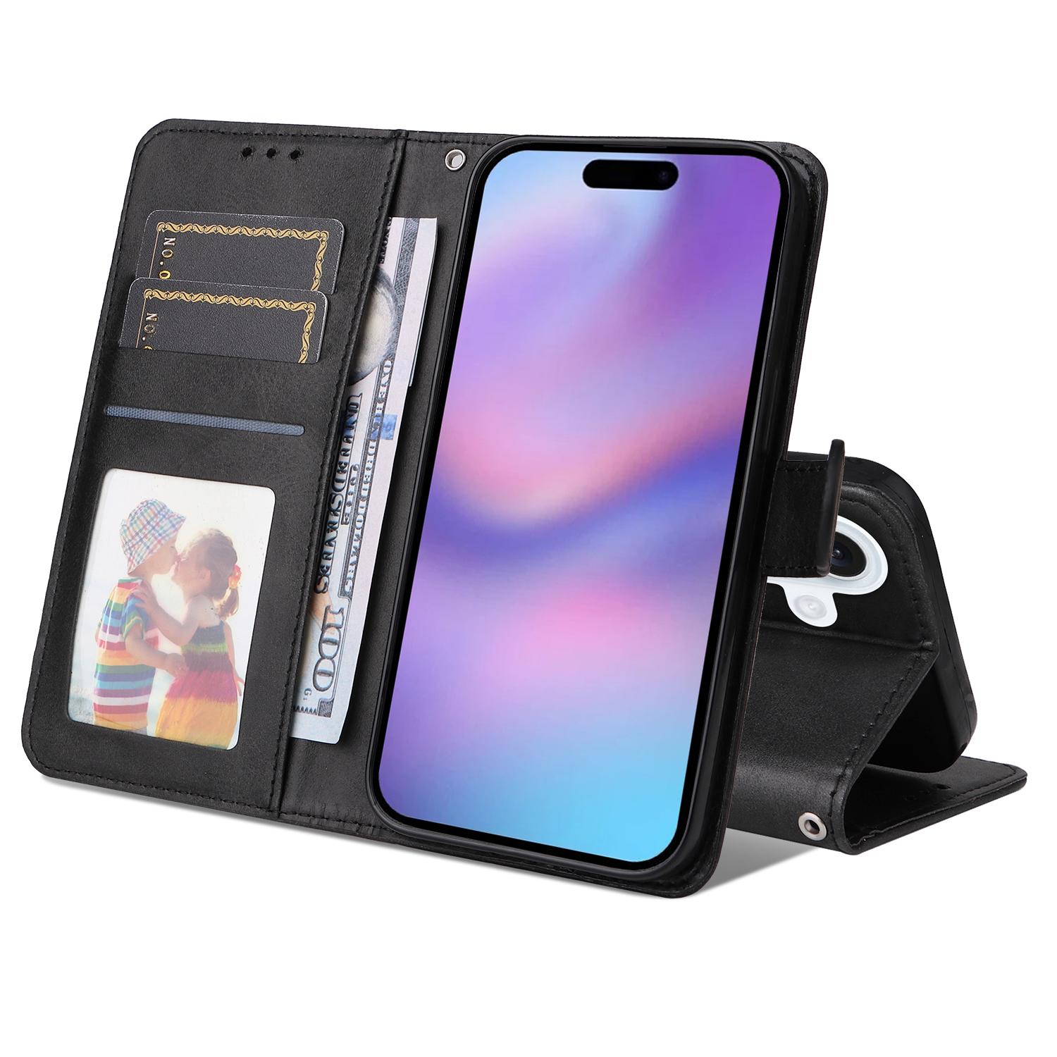 

For iPhone 17 Case Wallet PU Leather Folio Flip Phone Cover Brown