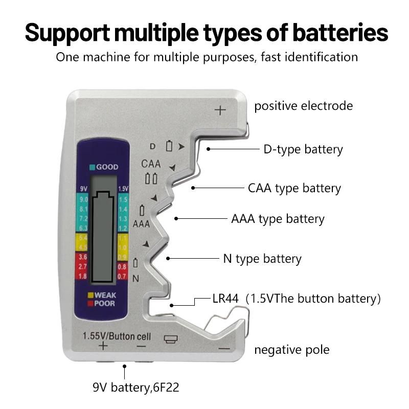 Batteries Tester Digital Capacity Universal Button for N /AAA/CAA/D/1.5V Cell Batteries Tester Checker Battery Voltage Measuring