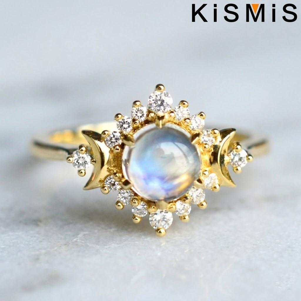 Fashion Woman Exquisite Simple Moon Ring Beautiful Generous Birthday Gift Party Jewelry Size 5-10