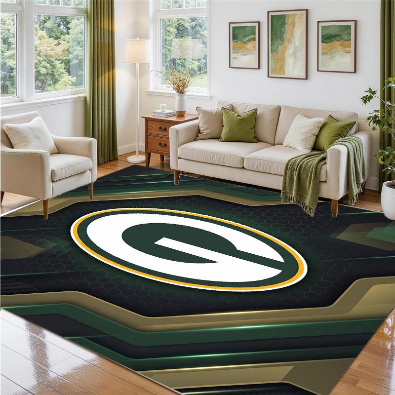 Green Bay Packers Design Crystal Velvet Rug Soft Decorative Mat for Bedroom Entrance