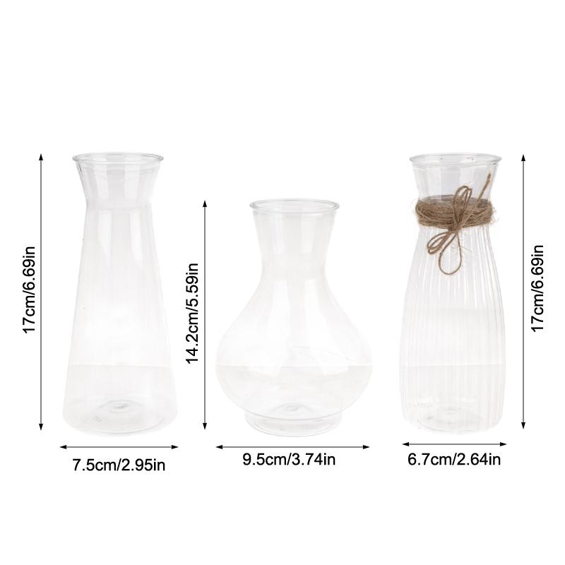 1Pc Plastic Striped Vases Transparent Vases Large-Bellied Vase For Wedding Banquets, Festivals And Home Table Decoration