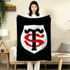 1PC Stade Toulousain Patterned Flannel Blanket Suitable For All Seasons For Home Decor Warmth And Comfort Gifts Holiday Present