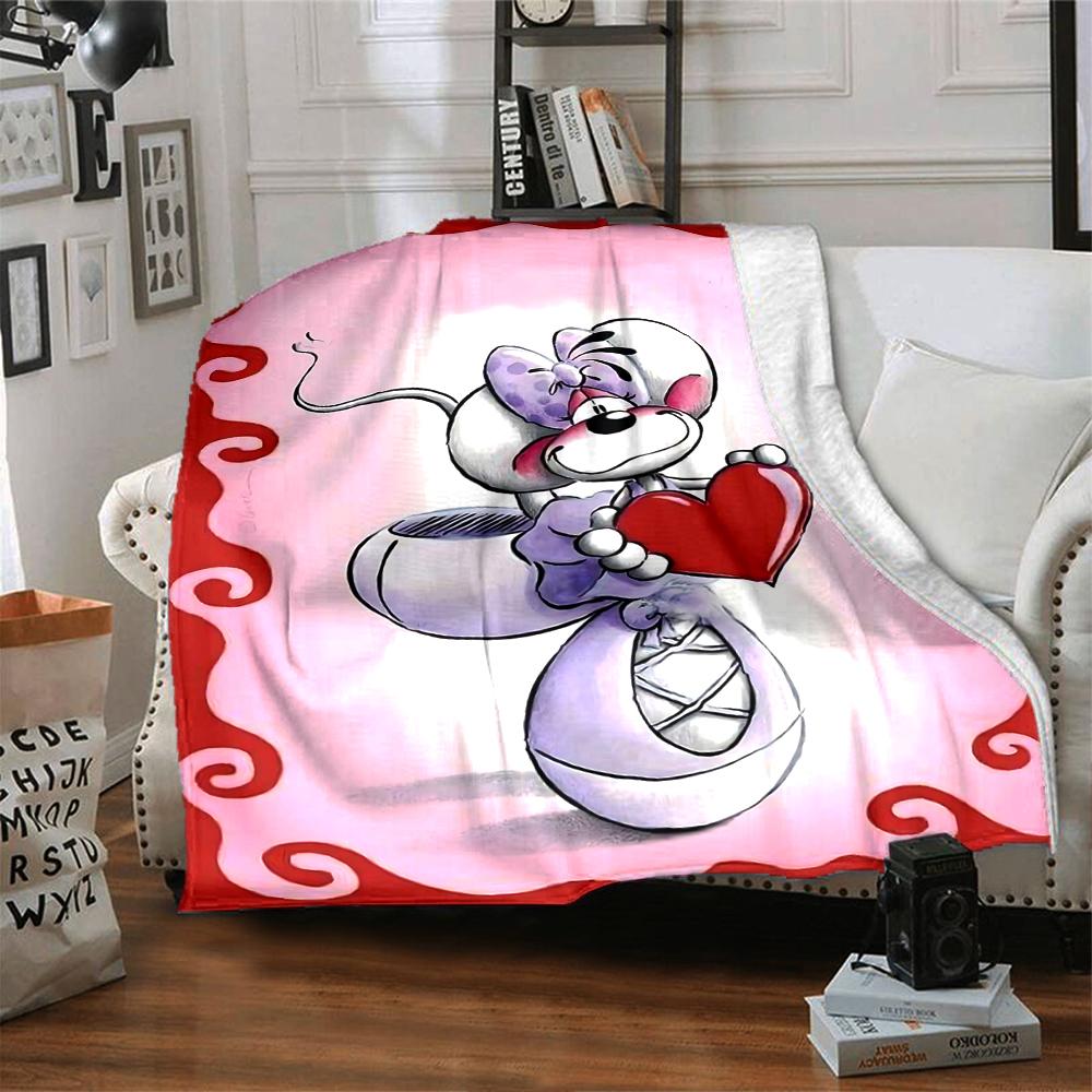 Love Mouse Heart Illustration Blanket Soft Throw Blanket For Home Bedroom Bed Sofa Travel Office Solid Christmas Blanket