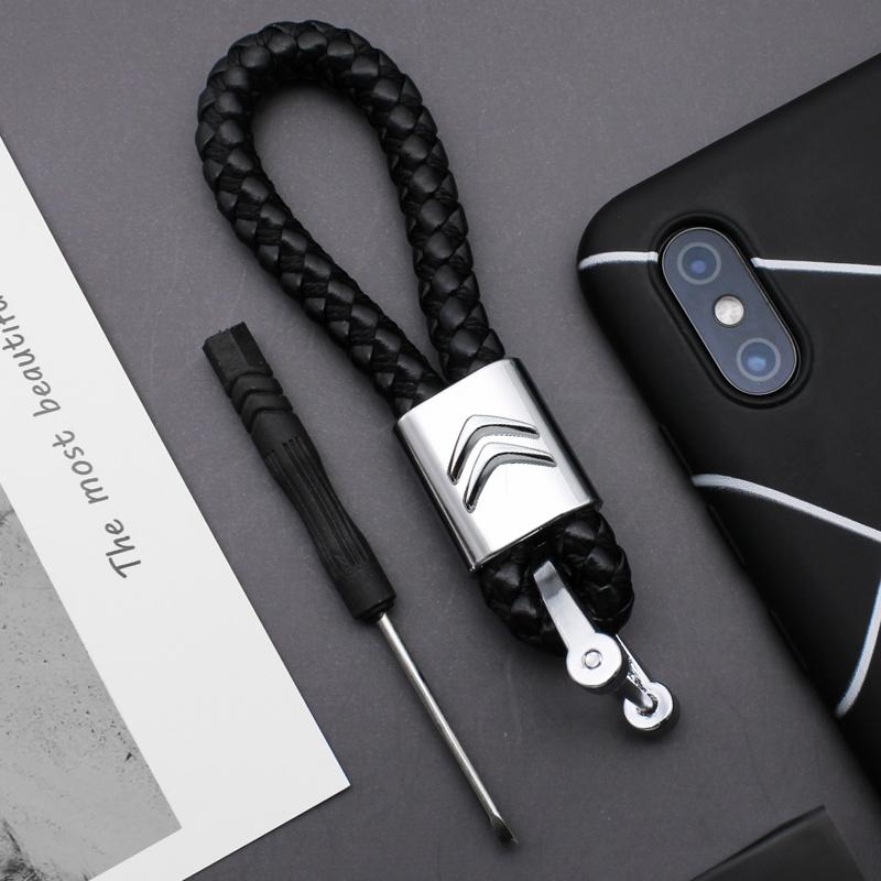 Hand-Woven Key Ring Leather Car KeyChain Rope For Citroen C1 C3 C4 C5 C4L C6 C8 VTS Picasso Cactus DS3 DS4 DS5 Berlingo C-Elysee