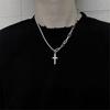C205 Korean Version Asymmetric Cross Necklace Hip Hop Simple Pendant Collarbone Chain Versatile Neck Chain Trendy Unisex