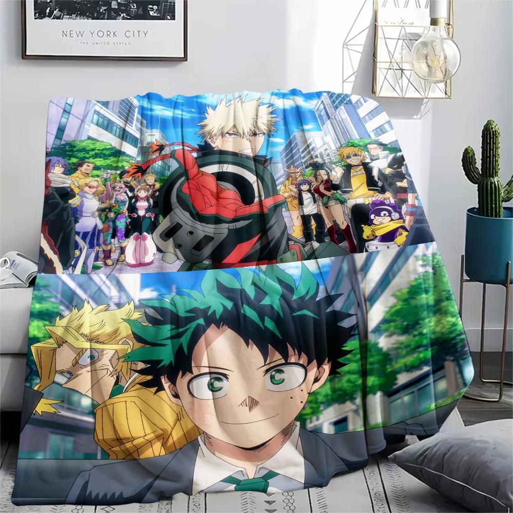 My Hero Academia Deku & Bakugo Pattern Flannel Blanket, High Quality Comfortable for All Seasons, Home Decor, Warmth and Comfort, Perfect for Gifts.