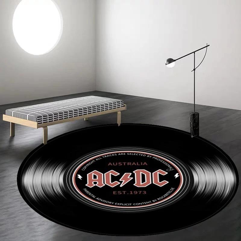 Retro Fashion Personality Vinyl Record Pattern Round Carpet Living Room & Bedroom Floor Mat Office Decorative Rug