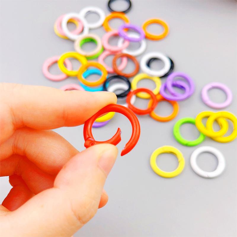 Yogodlns 10/50 Stück Metall-O-Ring, Federverschluss, zum Öffnen, rund, Karabiner, Schlüsselanhänger-Clips, DIY-Schmuck, Schnalle, Verbinder, Taschenzubehör, mehrere Farben