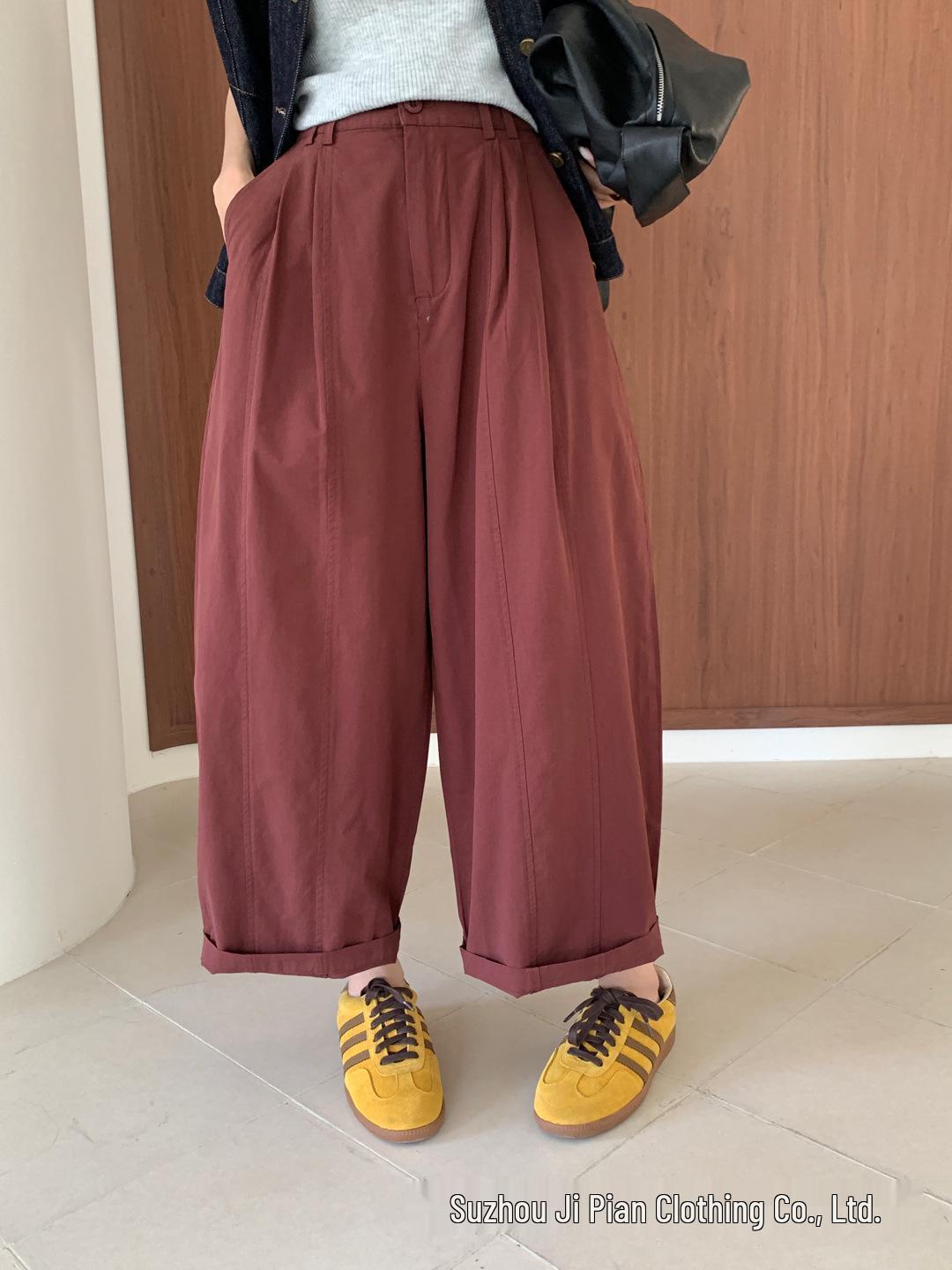 

Crisp Cotton Panel-Stitched Casual Pants - 2026 Spring Arrival Large червоний