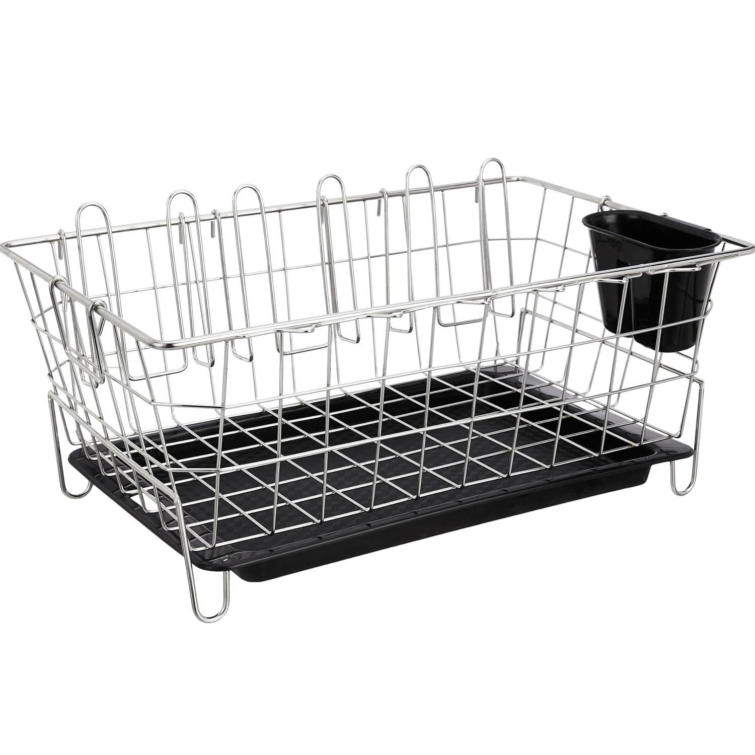 Luxe Stainless Steel Dish Drainer with Drain Tray 3 Pc Cutting Board GlassLid Holder Utensil Drying Basket Dish Drainer 553 x 37 x 23 cm 7980₽