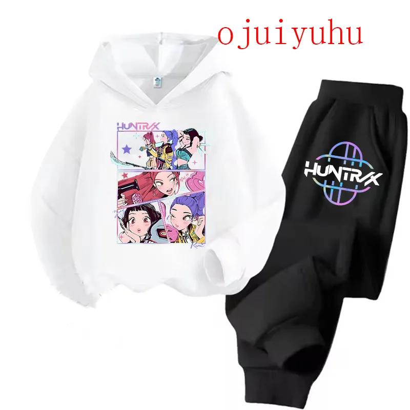 Children's Hoodie Set Kpop Devil Hunter Kawaii Anime Tracksuit Cartoon Casual Hoodies 2pcs Set Girl Boy Children's Clothing