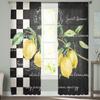 Farm Fruit Lemon Plaid Sheer Curtains Window Tulle Curtains For Living Room Bedroom For Kitchen Veiling Curtains Decoration