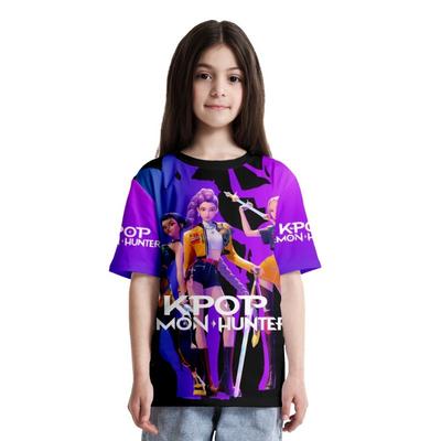 KPop Dämonenjäger Sommer Mode 3D Peripherie Bedrucktes Kinder Bequemes Lockeres Kurzarm T-Shirt