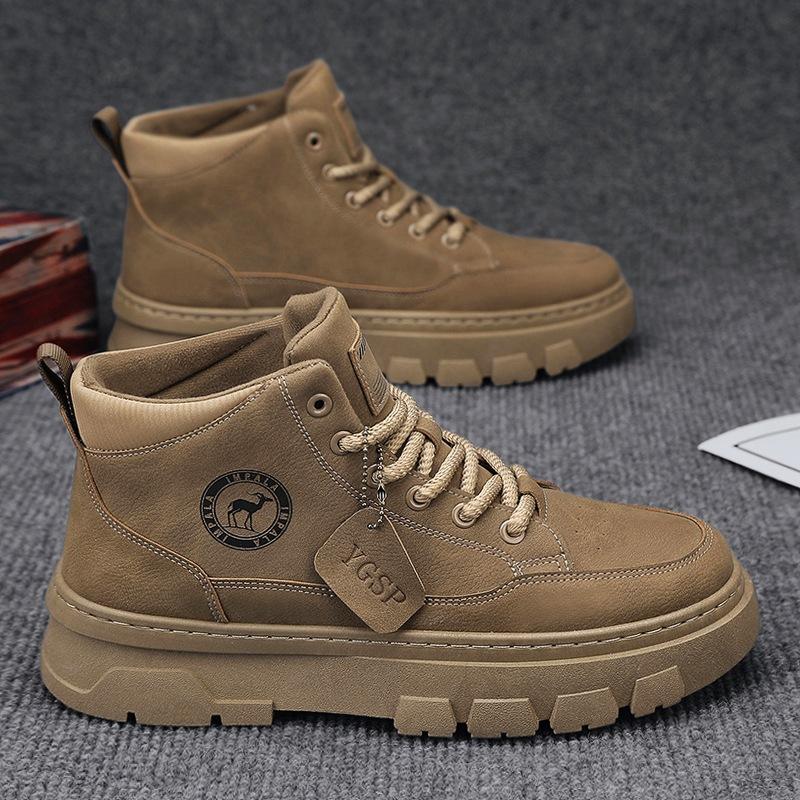 

Осенние высокие ботинки-тимберленды, мужские новые полувысокие мужские ботинки, ретро, повседневные, спортивные, трендовые, мужская обувь 44 хаки