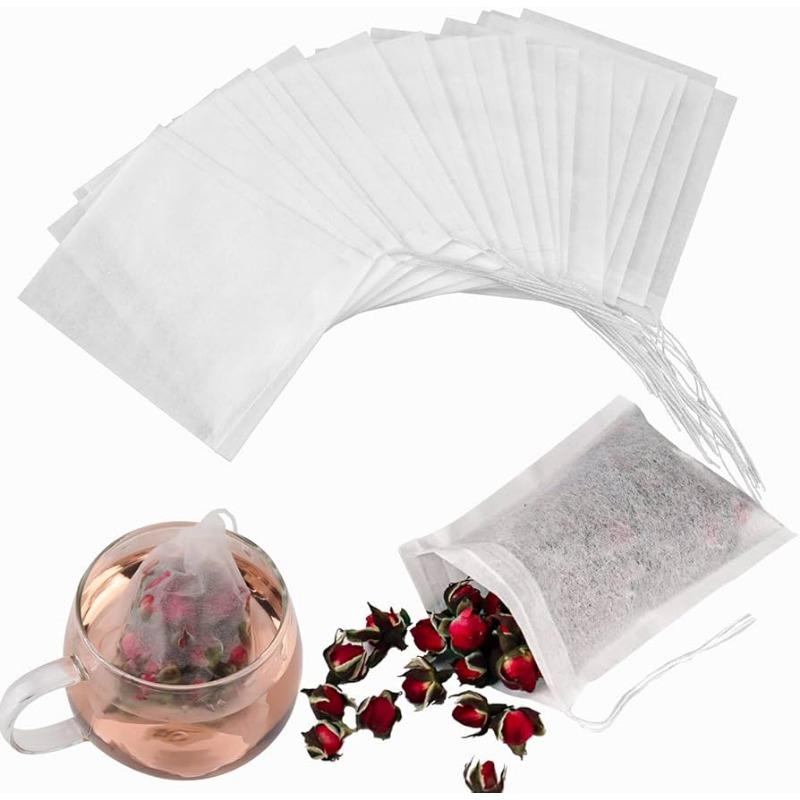 100 Pcs Disposable Tea Bags, Multiple Sizes, Loose Leaf Tea, Empty Large Scented Drawstring, Iced Coffee Filters