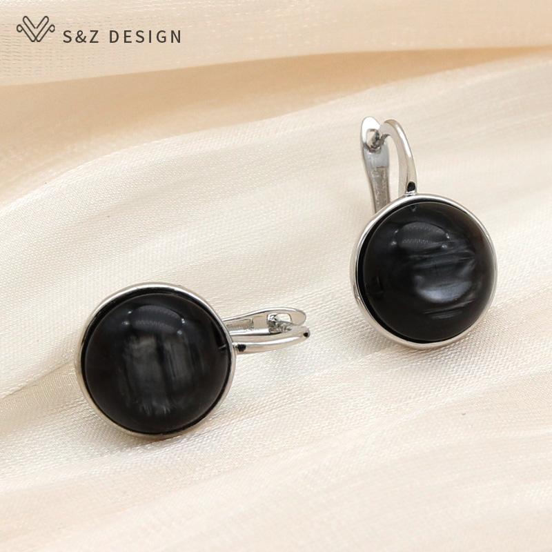 Fashion Simple Round Drop Earrings For Women Girl Wedding Party Stylish Classic Anti-allergy Jewelry Gift