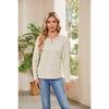 Women's Autumn/Winter Pullover Top Solid Color Button O Neck Comfortable Long Sleeve Buckle T-Shirts
