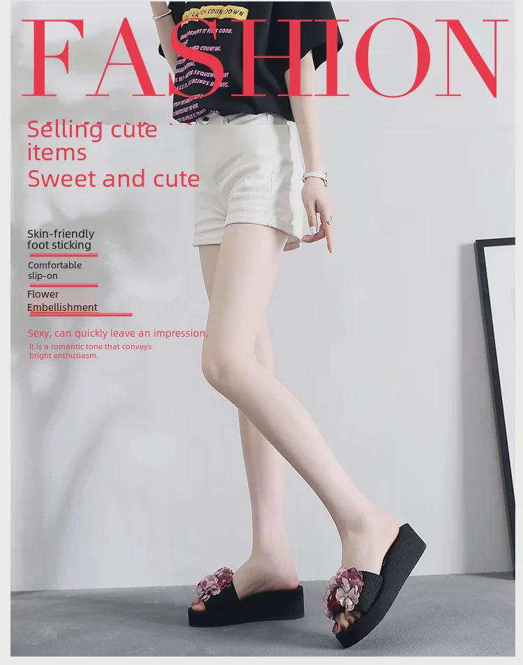 Dámské letní klínkové žabky: Plážové sandály na vysokém podpatku s protiskluzovou podrážkou