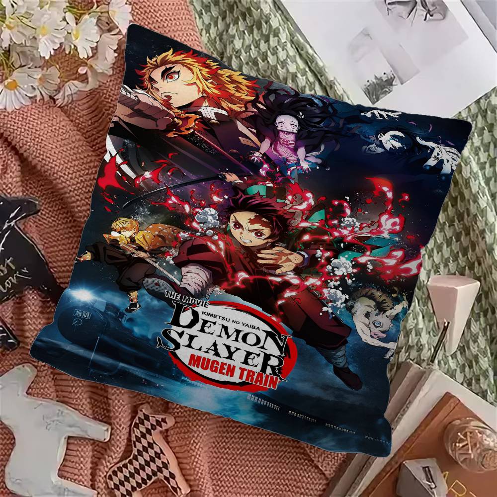 Demon Slayer Cushion Cover Inches Farmhouse Decor Home Throw Pillow Covers For Couch Decorations