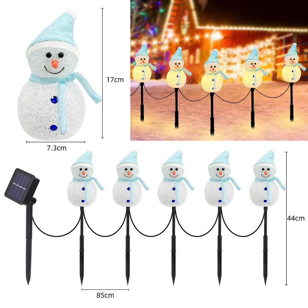 2024 Outdoor Solar Snowman LED Lights – Waterproof, Courtyard Christmas Decoration, Ground Insert, String Lighting