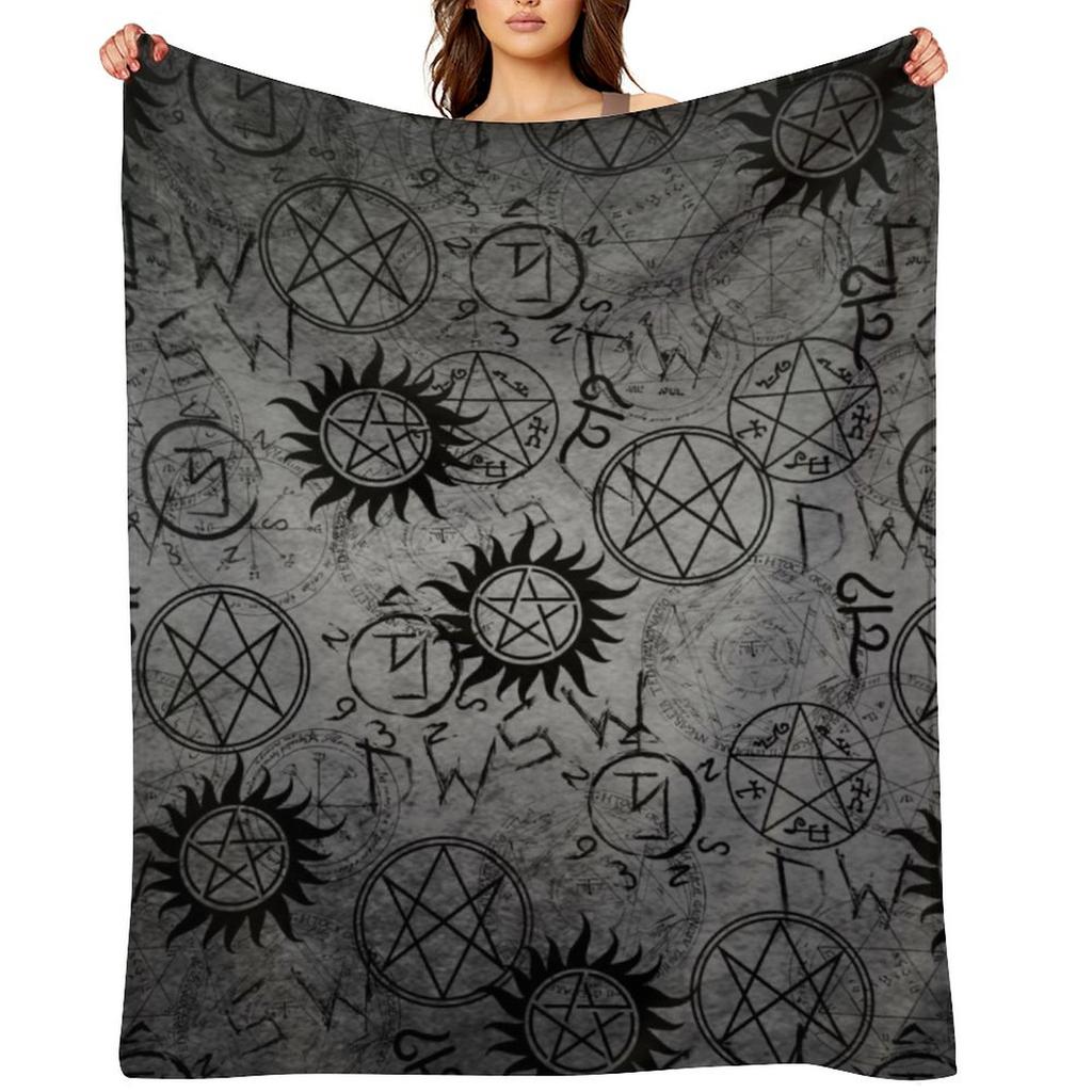 Supernatural Grey Throw Blanket for sofa Shaggy christmas decoration wednesday Blankets