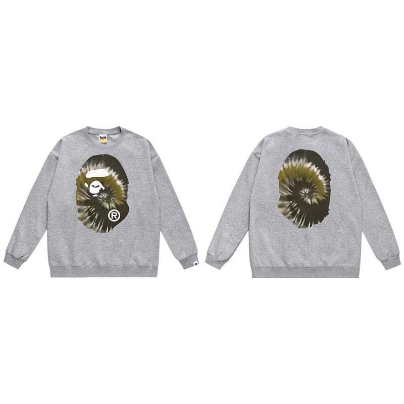 BAPE-Style Heavyweight Cotton Crewneck Sweatshirt Mens Oversized Streetwear Pullover Fall