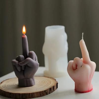 Forma na świece silikonowe 3D Finger Diy Fun Despised Gesture Plaster Soap Rein Crafts Make Molds Holiday Decorations Party Gifts
