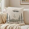 UFO Cow Sci Fi Aesthetic Forest Pillow Case Double-Sided Plush Sofa Cushion Covers Organic Breathable Invisible Zipper