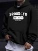 American/European Style Unisex Autumn/Winter Printed Hoodie Long-Sleeve Sweatshirt, Brooklyn Vintage City Logo Hooded Print Sweatshirt, Streetwear Tre