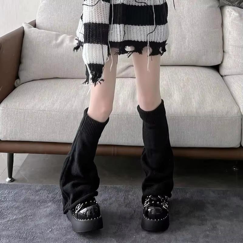Women'S Striped Leg Warmers Lolita Long Socks Knitted Leggings Japanese Winter Socks Girls Kawaii Arm Ankle Warmers Stripe Socks