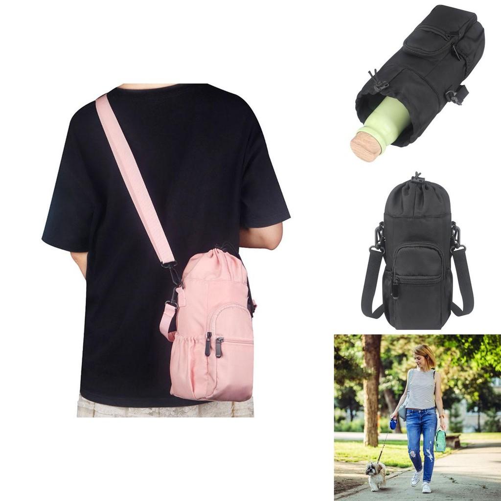 Oxford Water Bottle Sling Bag Durable And Stylish Water Bottle Carrier For Walking And Hiking Black