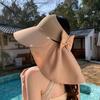 Leerer Oberer Fischerhut Breiter Rand Einfarbige Sommer-Sonnenhut UV-Schutz mit Abnehmbarem Schal Reise Strand Sonnencreme Visiere