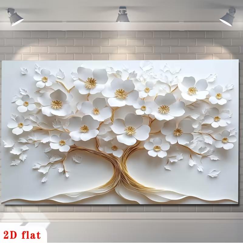 2D Paper Art White Blossom Tree Backdrop Wedding Photography Background Cloth 47.2x31.5inch/120*80cm