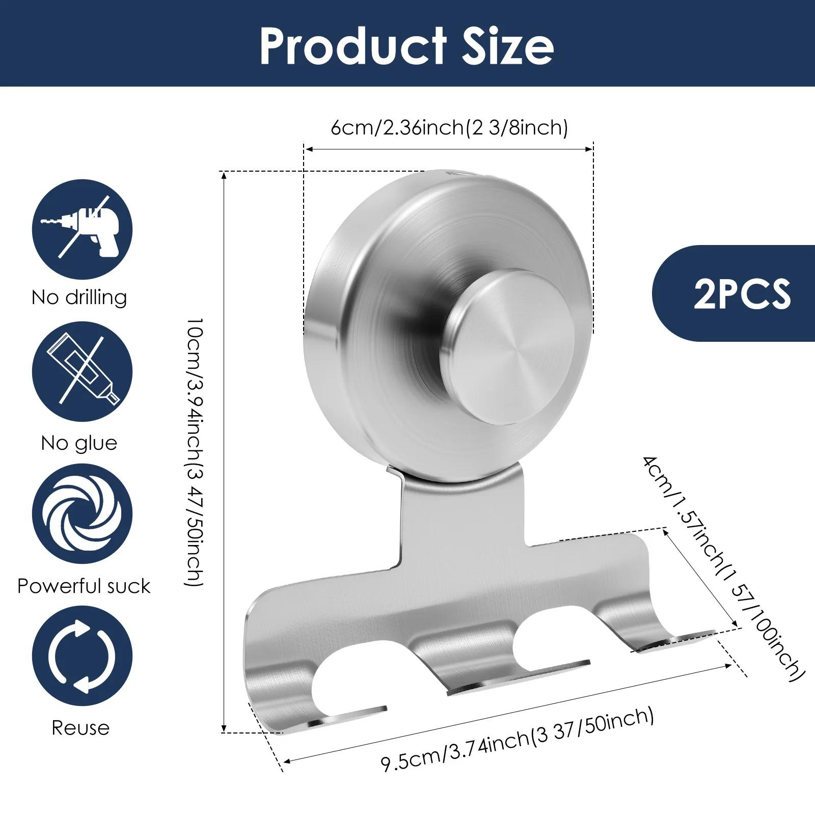 

2Pcs Suction Cup Shaver Holder Stainless Steel Shower Razor Hooks Powerful Vacuum Suction Bathroom Hooks for Towels Bathrobes