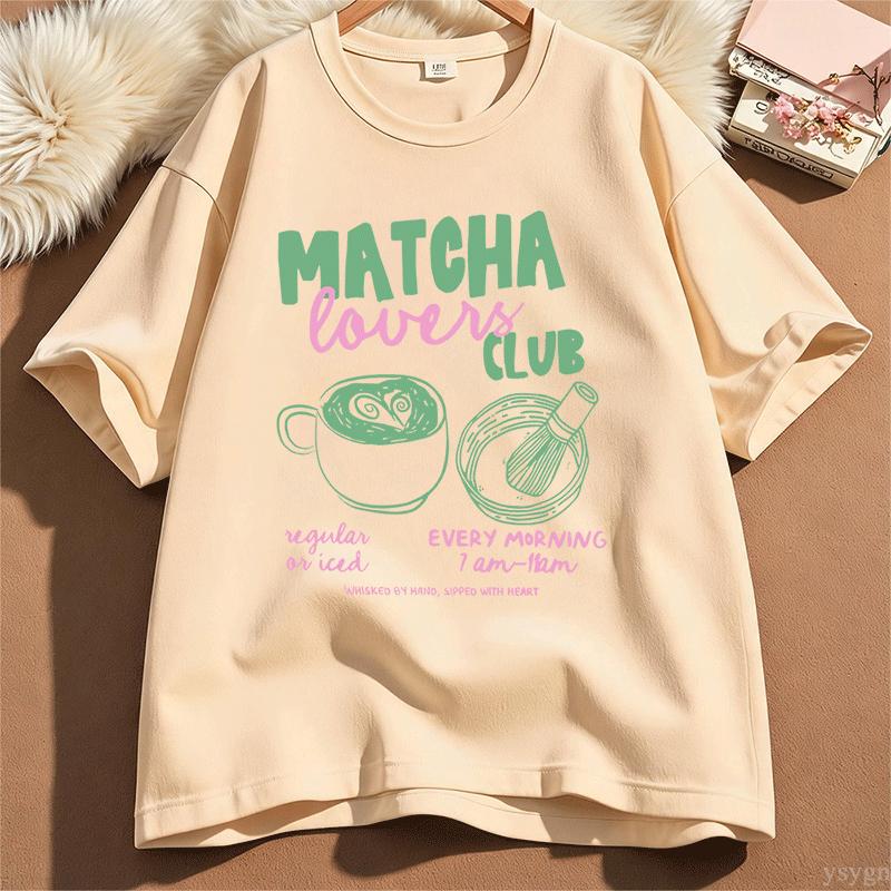 Matcha Lovers Club Tee Oversized TShirt Summer New Unisexs Vintage Breathable Tee Streetwear Oversized Loose Casual Tops