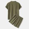 Men's Solid Color T-shirt Shorts Suit Men's Cotton Linen Casual Suit