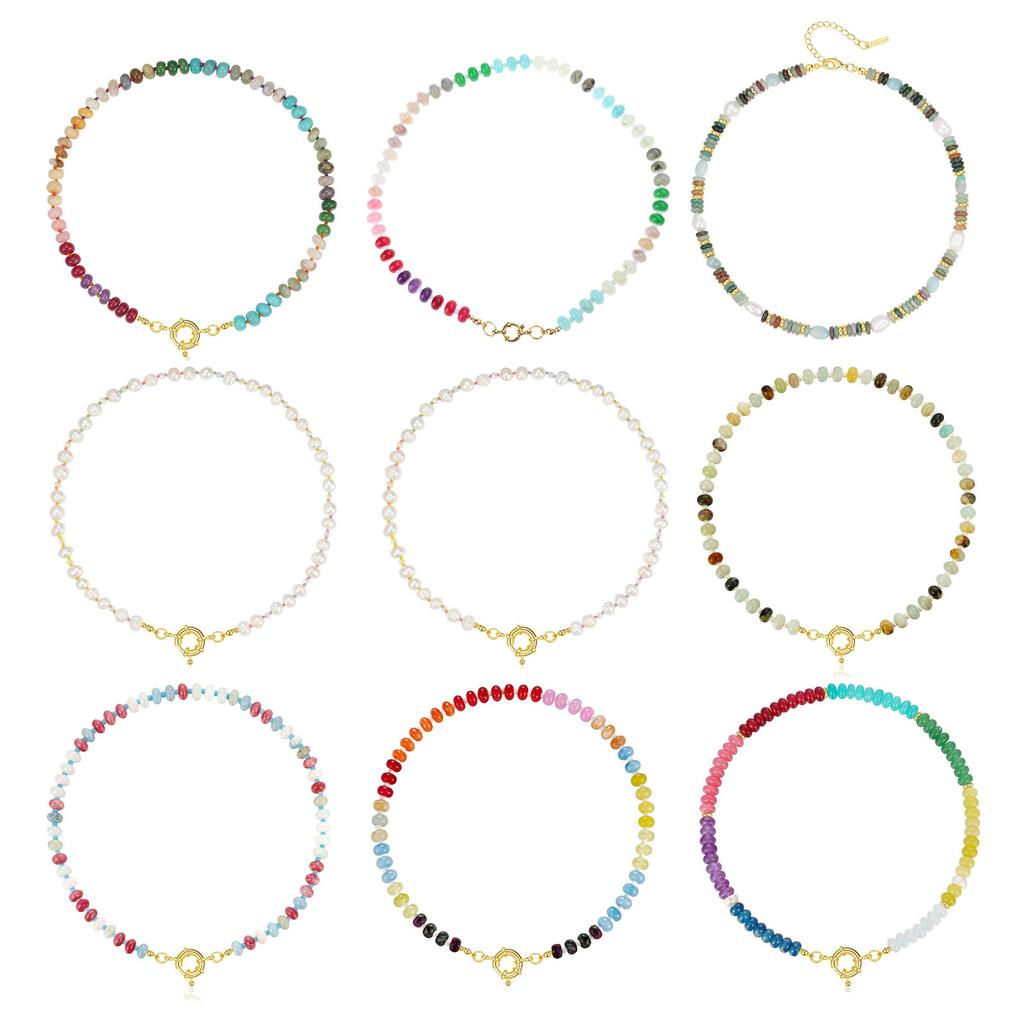 Handwoven Stone Necklace Fashion Accessory Colorful Neck Jewelry Colorful Beads Necklace for Parties and Casual Wear