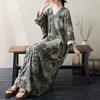 2025 Dame Pluss Størrelse Vår Lang Kjole Løs Basic Trykk Vintage Casual Blomstret Oversize Langermet Maxi