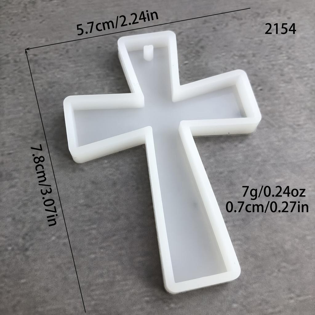 DIY Silicone Mold for Handmade Jewelry - Durable, Glittery Red & Iridescent Finish, Epoxy Resin Casting, Cross Keychain & Necklace Pendant