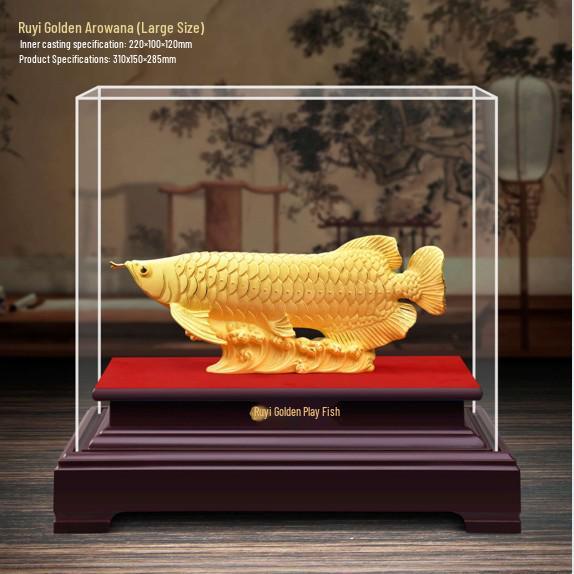 Flocked Sand Gold Dragon Fish Ornament - Annual Gift for Wealth & Home Decoration