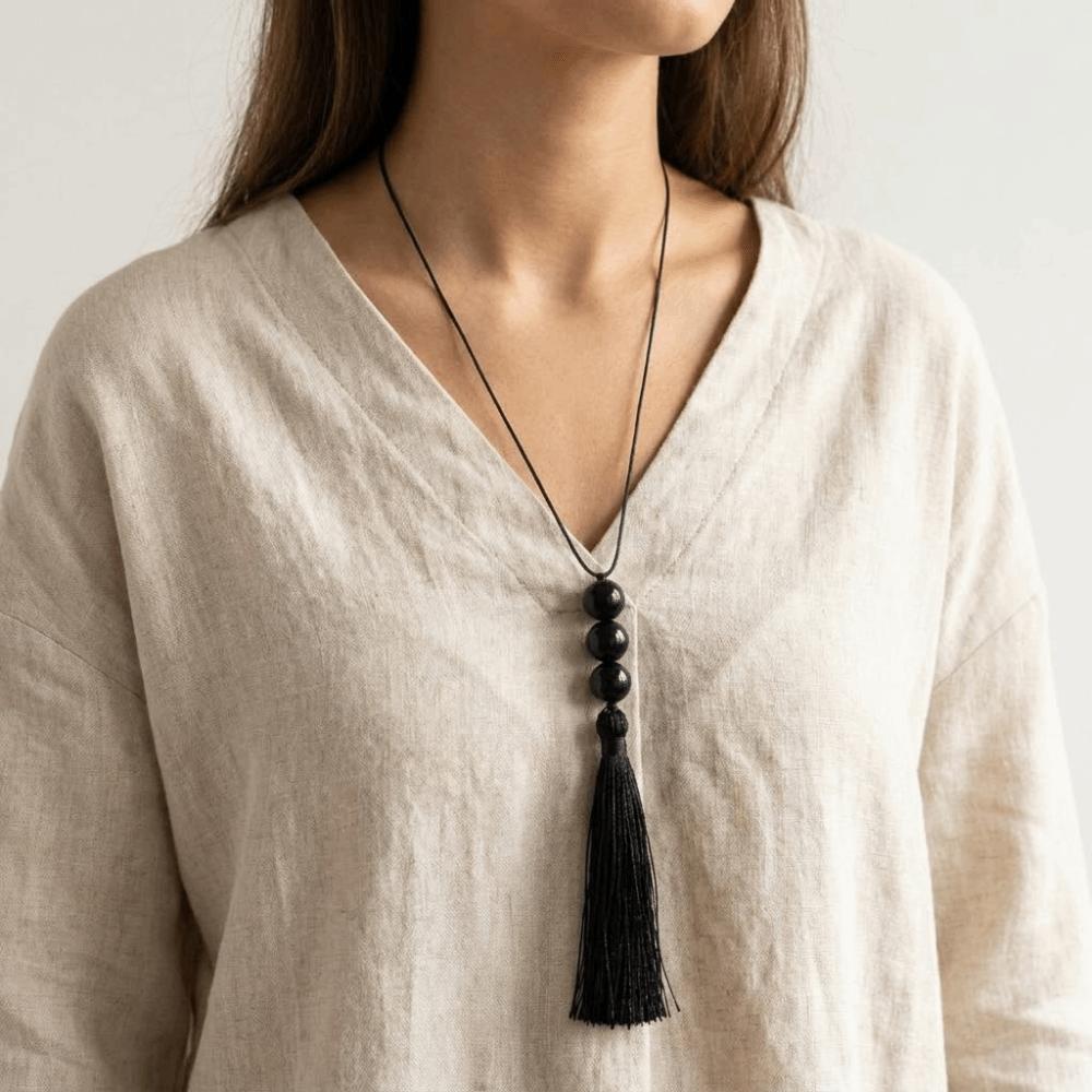 Resin Tassel Choker Long Rope Women Collarbone Chain Neck Pendant Beads Necklace  Bride