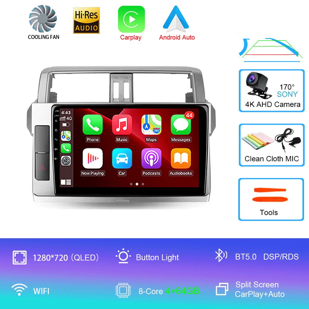 For Toyota Land Cruiser Prado 150 2013 2014 - 2017 Car Radio Android 14 Navigation Multimedia Player GPS WiFi+4G Video Carplay